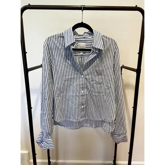 TWP Dude Striped Button-Front Cotton Shirt size XS/S - Picture 3 of 7